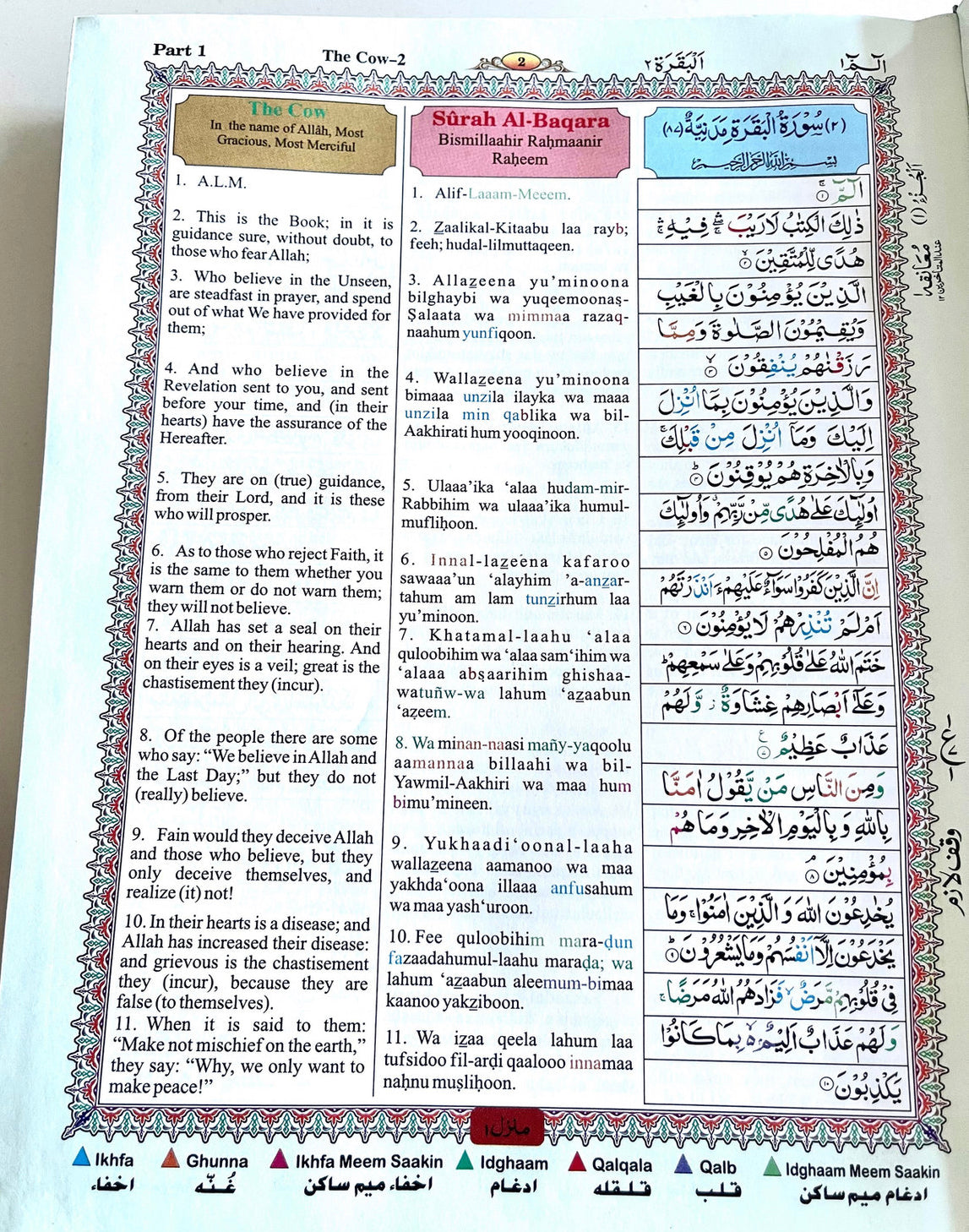 The Holy Quran with Tajweed color coded English Transliteration